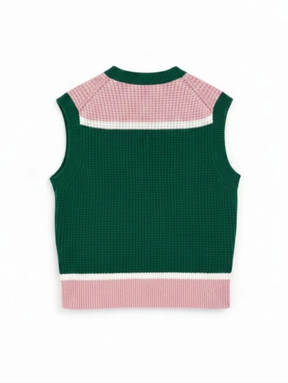 Marni x Uniqlo Popcorn Knitted V-Neck Vest, Green And Pink - Picture 3 of 6